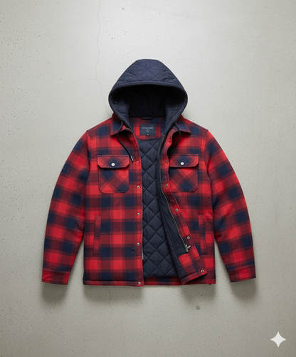 Gepolsterte Herrenjacke mit Karomuster | Warm & Casual Winter