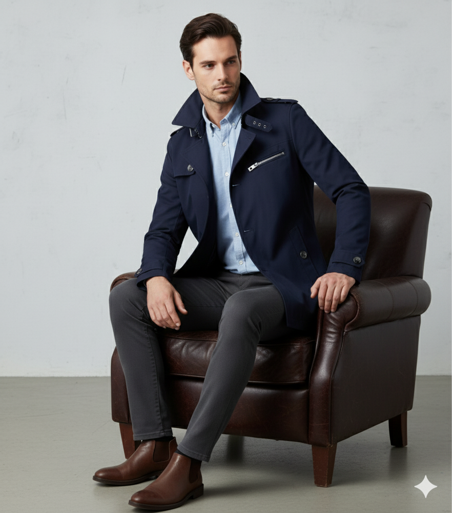 Eleganter Herren Trenchcoat mit Reverskragen | Herbst Übergang