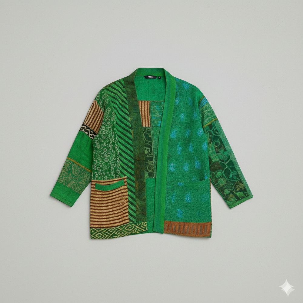 Weit geschnittener Damenmantel mit Ethno Muster | Boho Stil