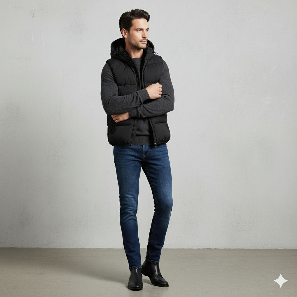 Herren Steppweste mit Kapuze | Warm & Bequem | Herbst/Winter