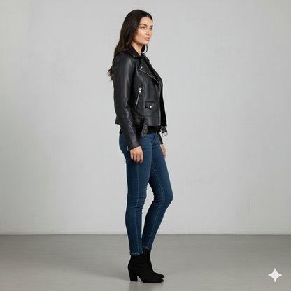 Damen Bikerjacke aus Veganleder | Kurz & Modern | Herbst