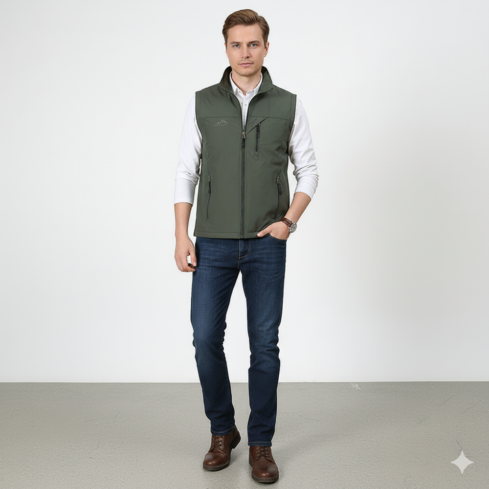 Herren Freizeitweste mit Reißverschluss | Leicht & Atmungsaktiv | Herbst