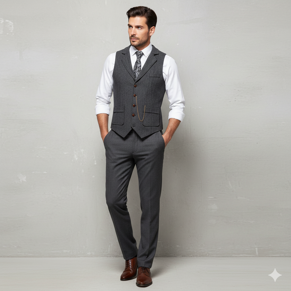 Herren Weste mit Fischgrätenmuster | Elegant & Modern | Herbst/Winter