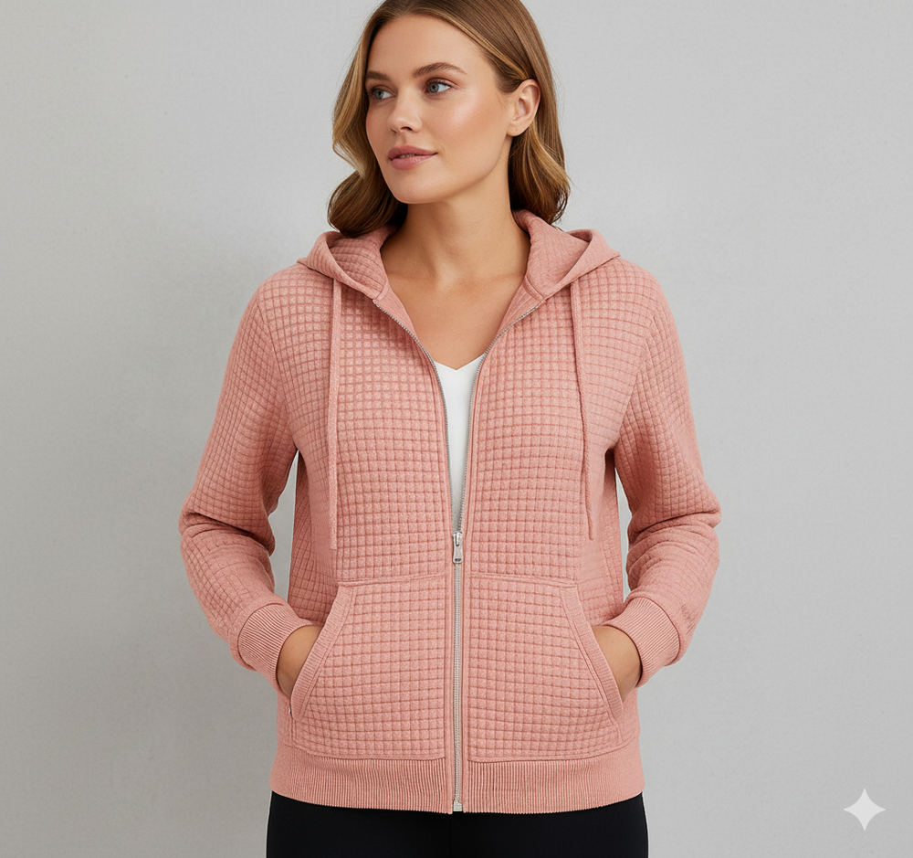 Leichter Damen Kapuzen Strickjacke mit Reißverschluss | Übergang