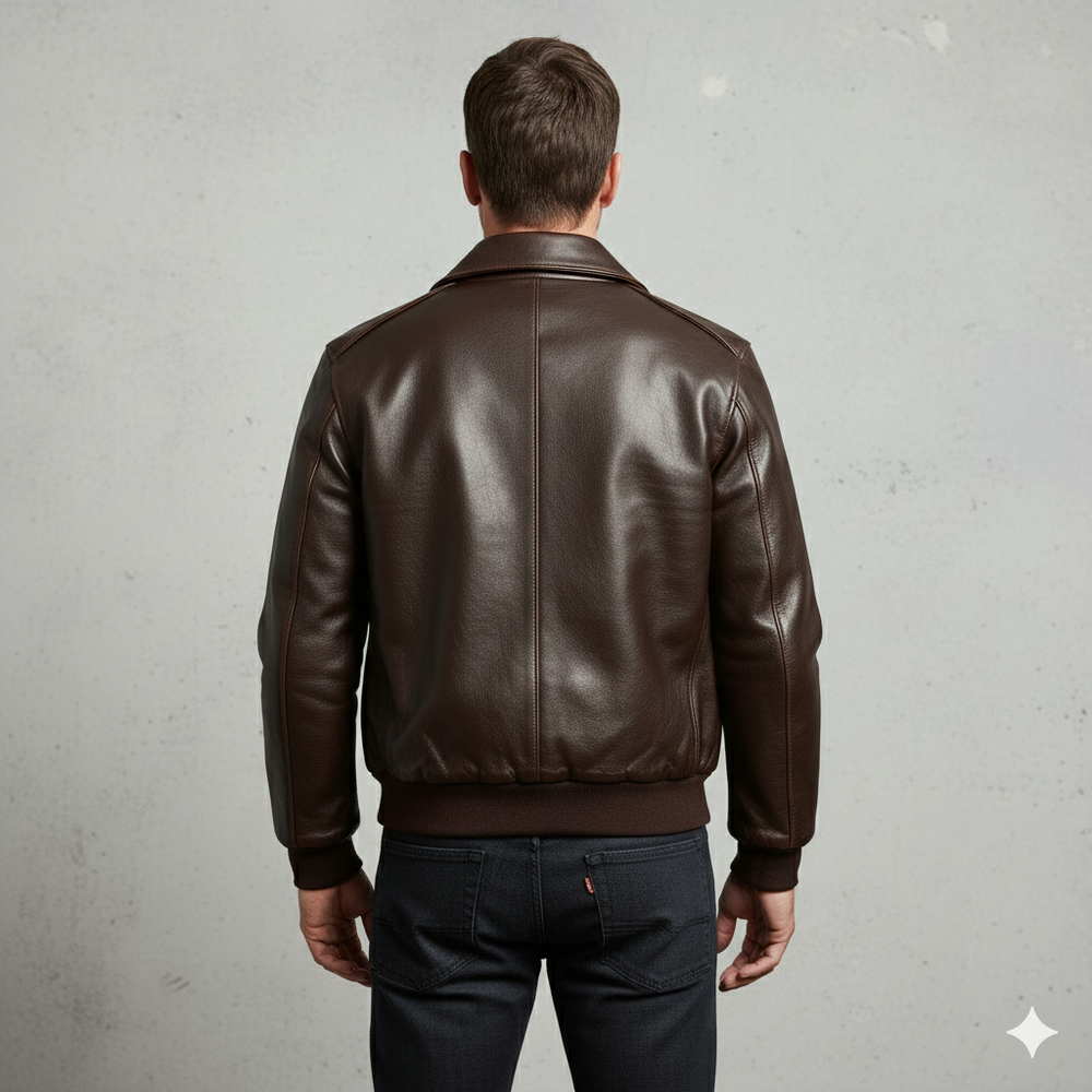 Herren Lederjacke im Retro Air Force Stil | Warm mit Fellkragen