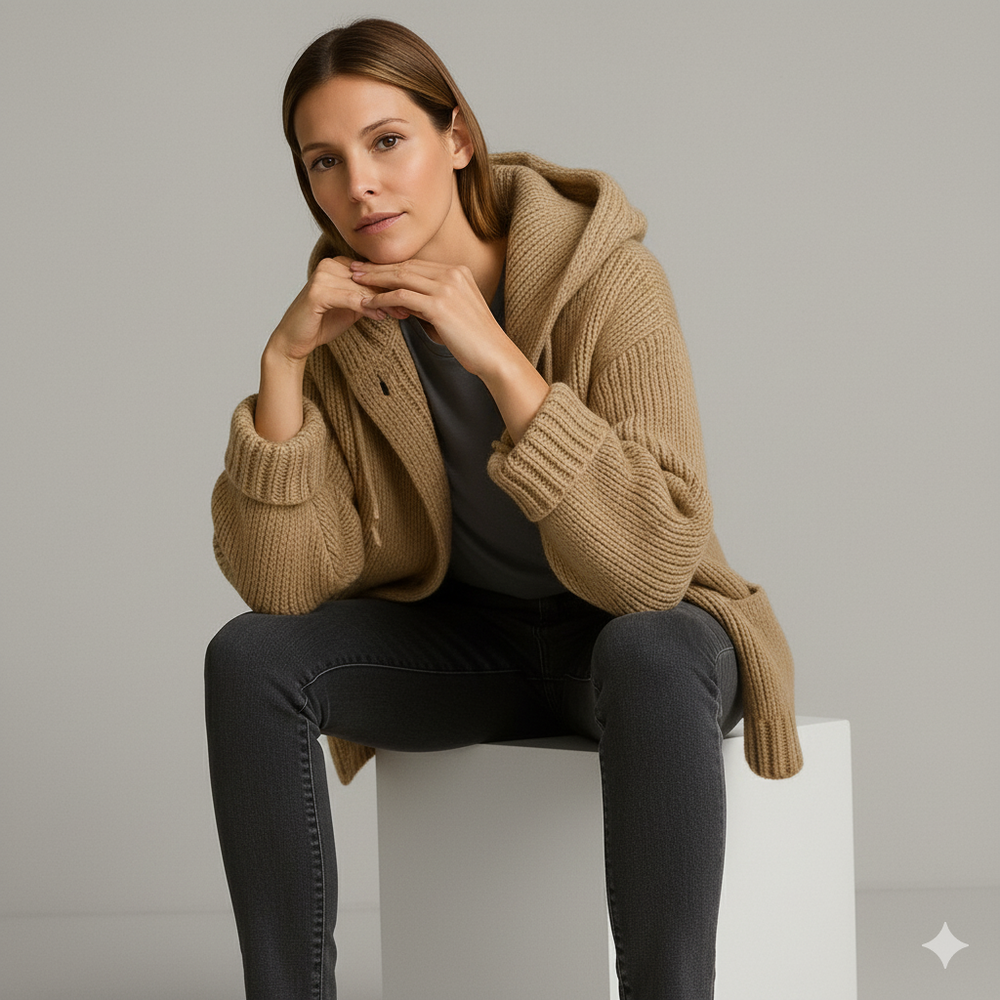 Kuscheliger Damen Strickjacke mit Kapuze | Warm für Herbst/Winter