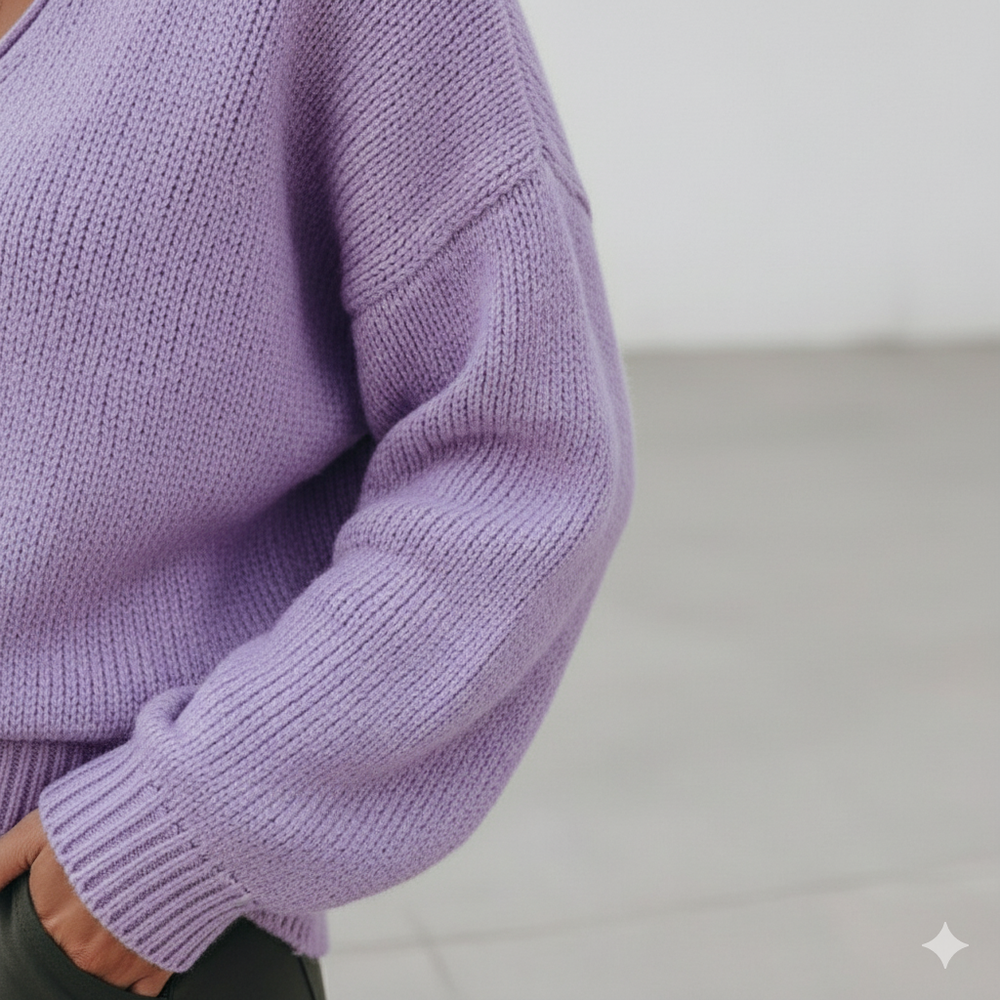 Damen Strickpullover mit V Ausschnitt | Locker & Freizeit