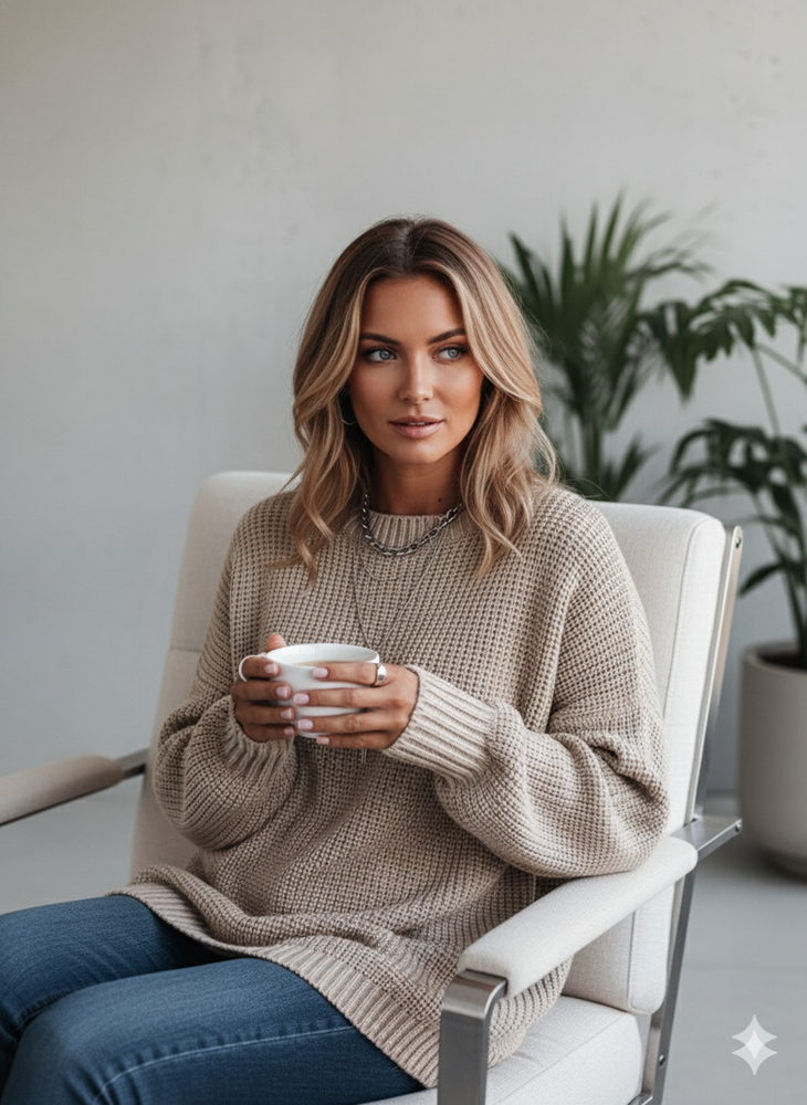 Locker gestrickter Damenpullover | Oversize & Freizeit