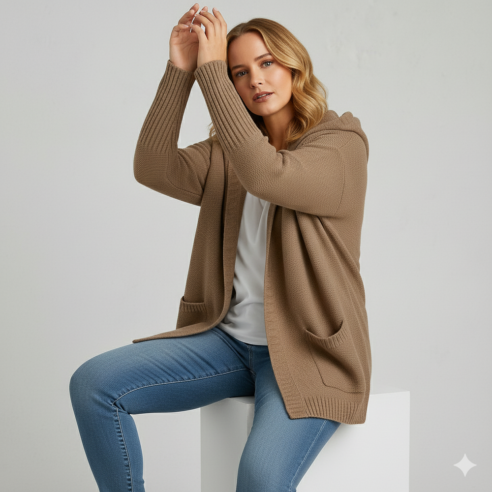 Damen Strickjacke mit Kapuze | Lässig & Übergang