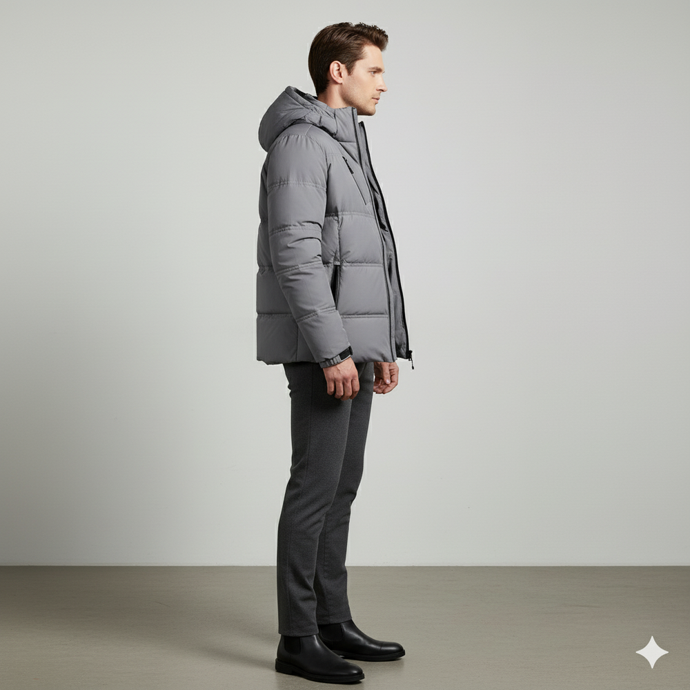Warme Herren Daunenjacke mit Kapuze | Winter | Slim Fit