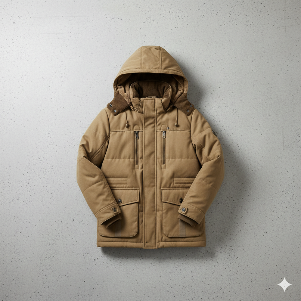 Warmer Herren Wintermantel mit Kapuze | Dick & Funktional