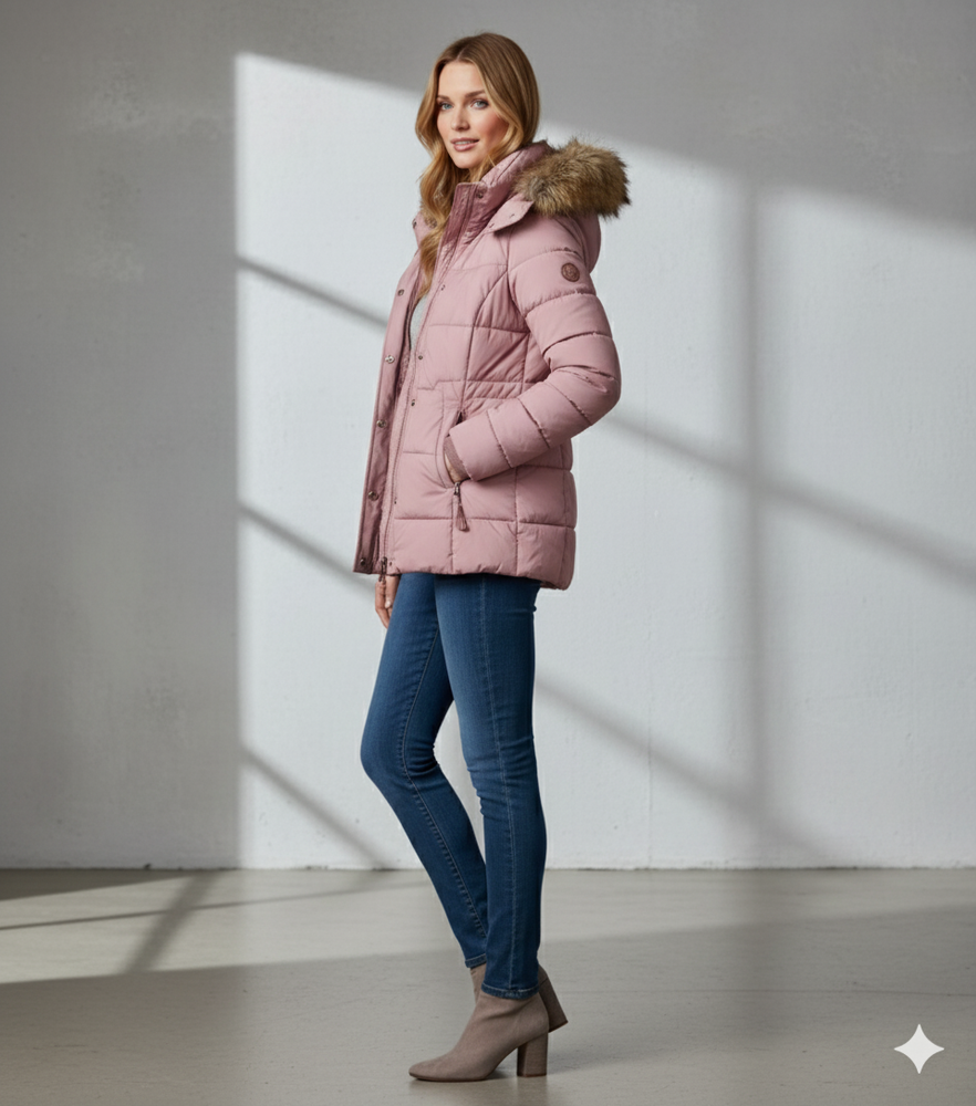 Damen Winterjacke mit Fellkapuze | Warm & Figurbetont