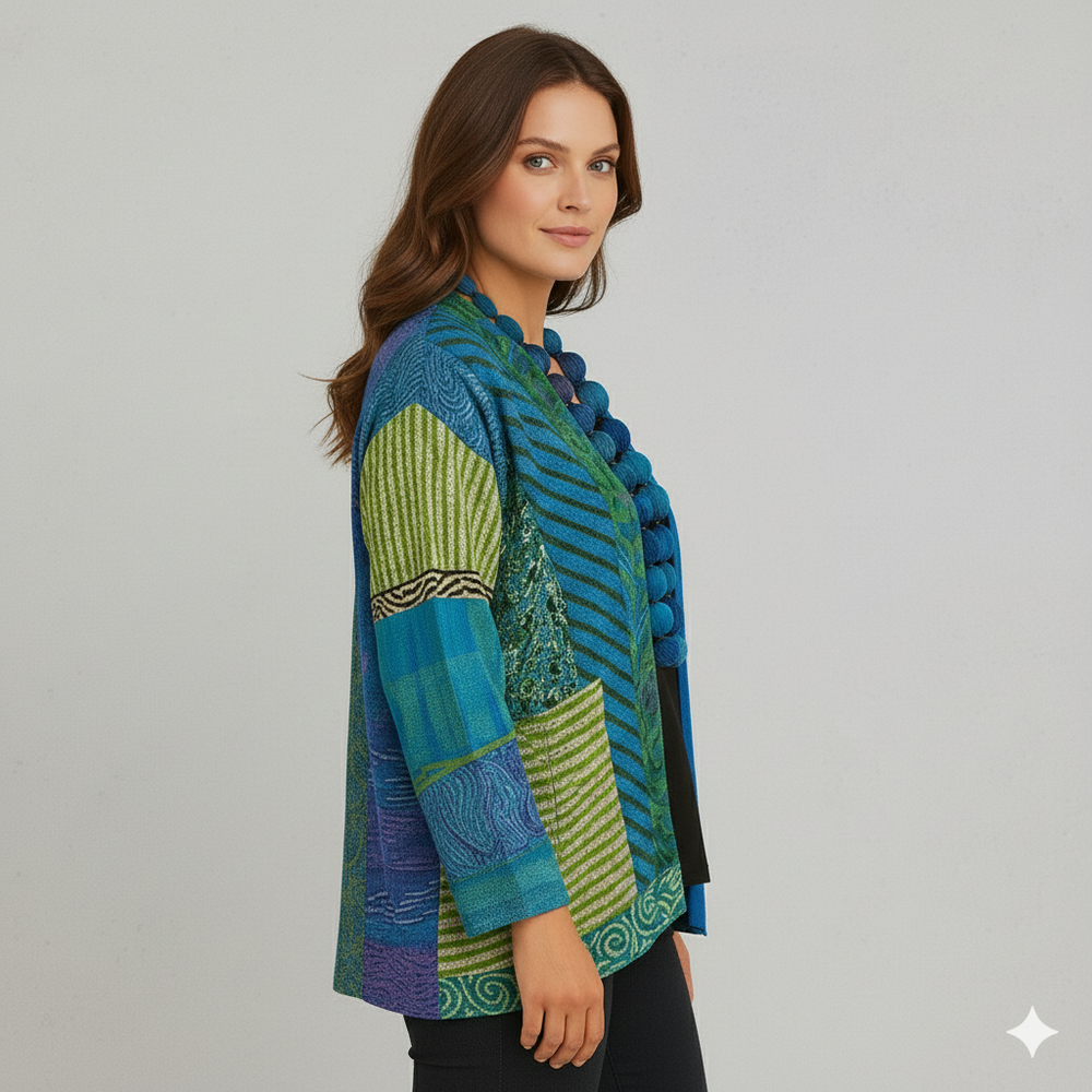 Weit geschnittener Damenmantel mit Ethno Muster | Boho Stil