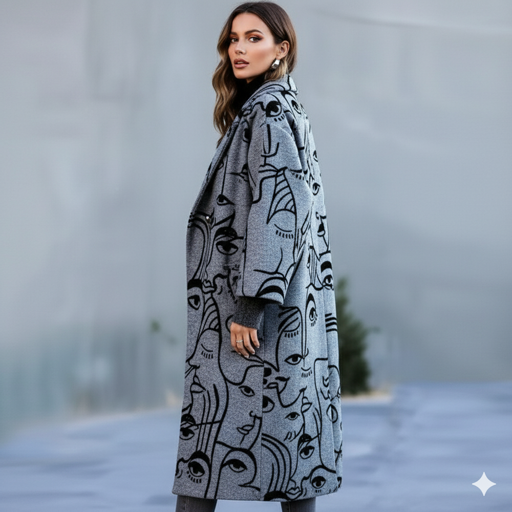 Damen Wollmantel mit Karomuster | Oversize & Warm | Winter
