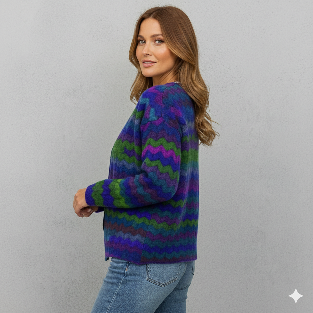 Damen Strickjacke mit abstraktem Print | Herbst/Winter | Stylisch