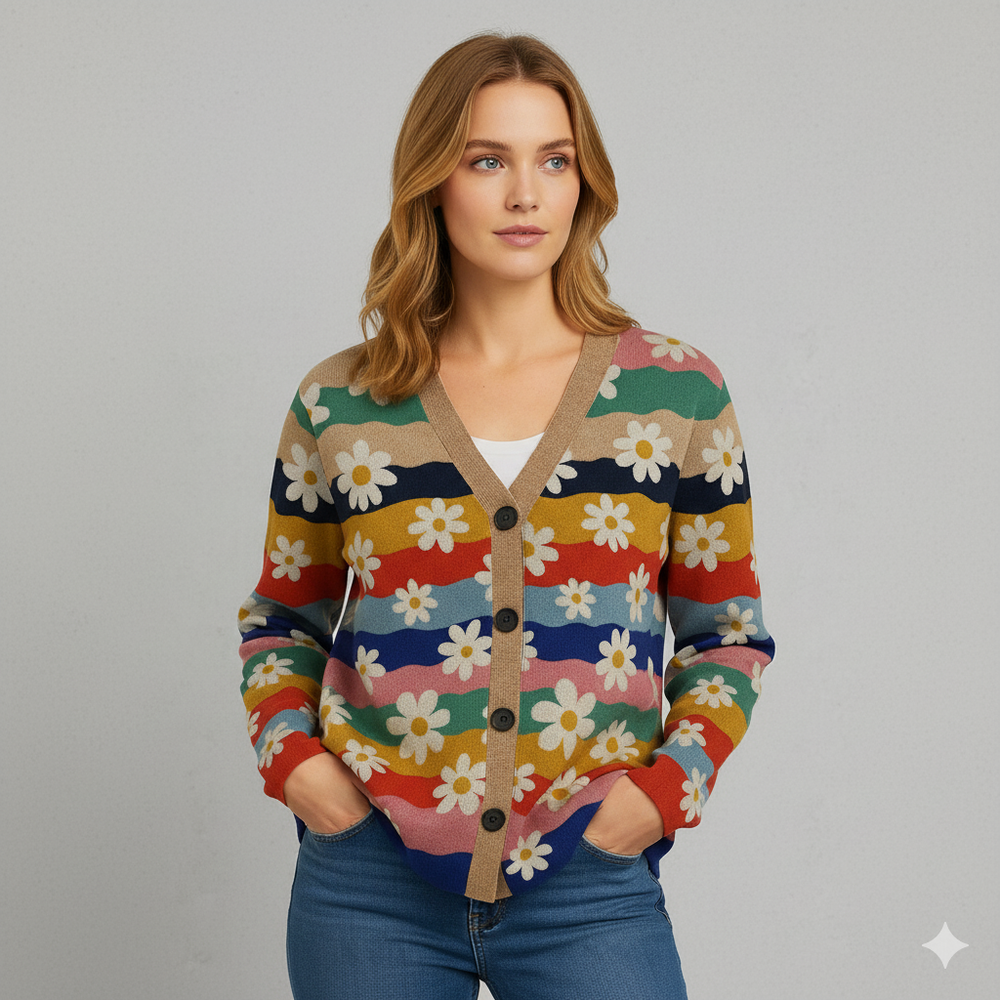 Damen Strickjacke mit abstraktem Print | Herbst/Winter | Stylisch