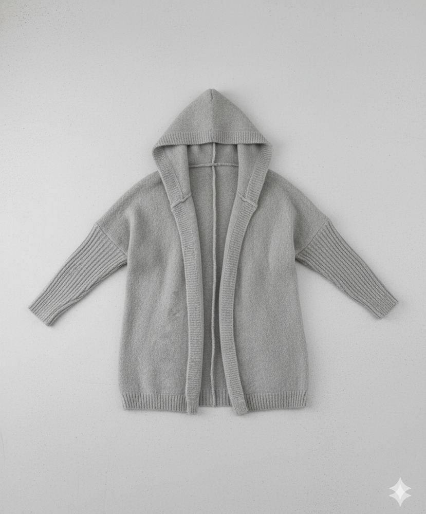 Langer Damen Strickjacke mit Kapuze | Herbst Winter