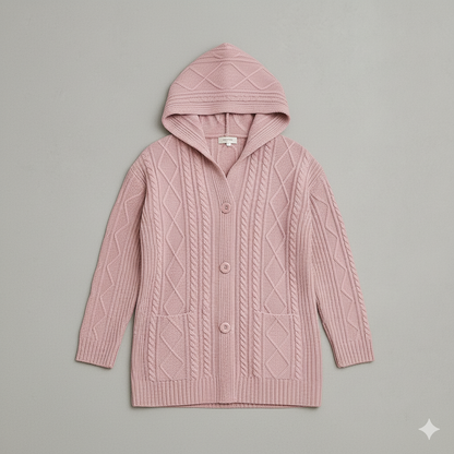 Langer Damen Strickmantel mit Kapuze | Elegant & Warm für Herbst/Winter