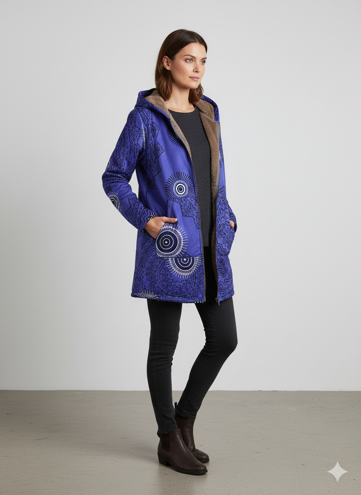 Damen Fleecejacke mit Kapuze | Plüsch & Kuschelig | Herbst/Winter