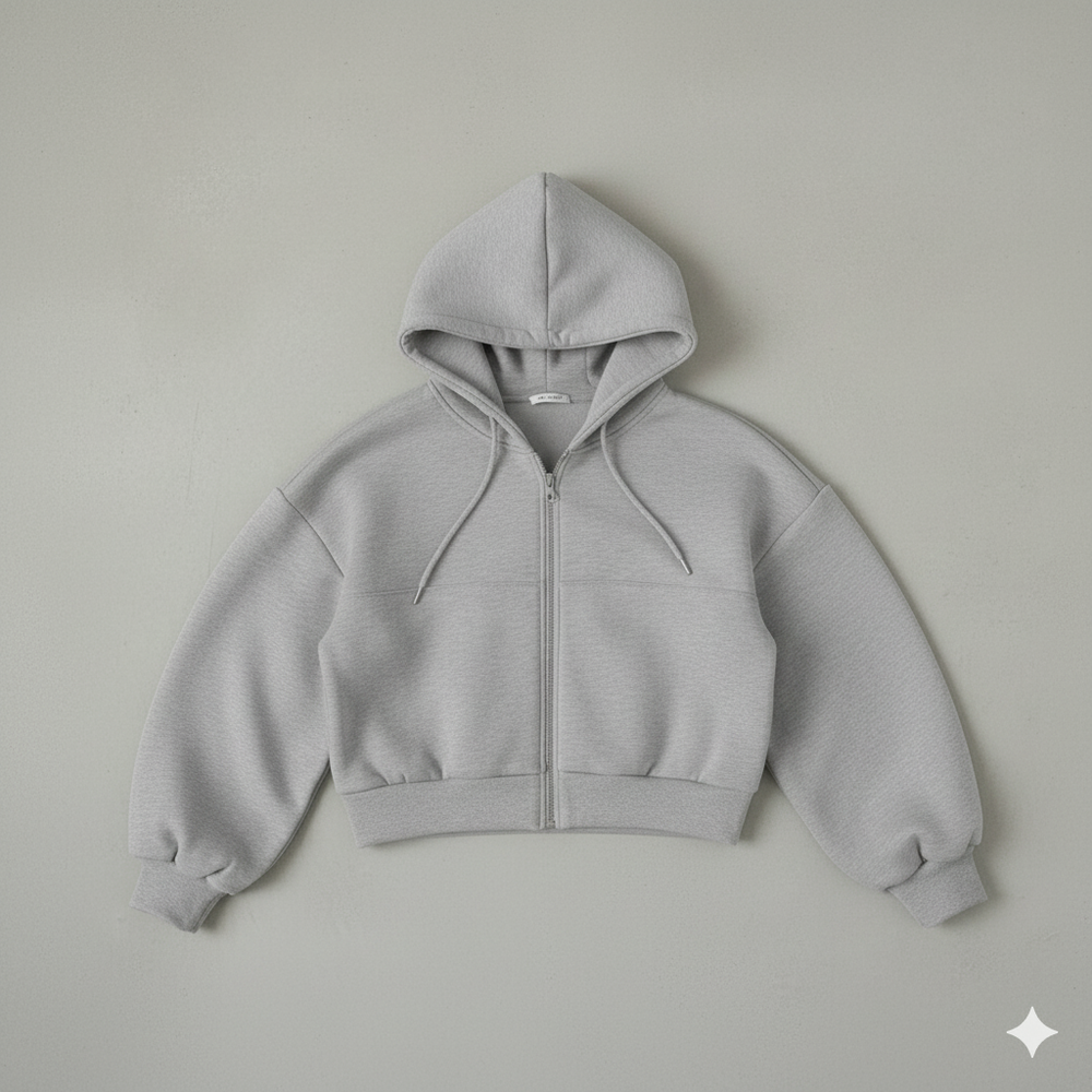 Kurz geschnittener Damen Hoodie mit Reißverschluss