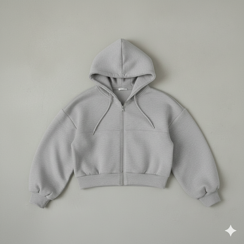 Kurz geschnittener Damen Hoodie mit Reißverschluss