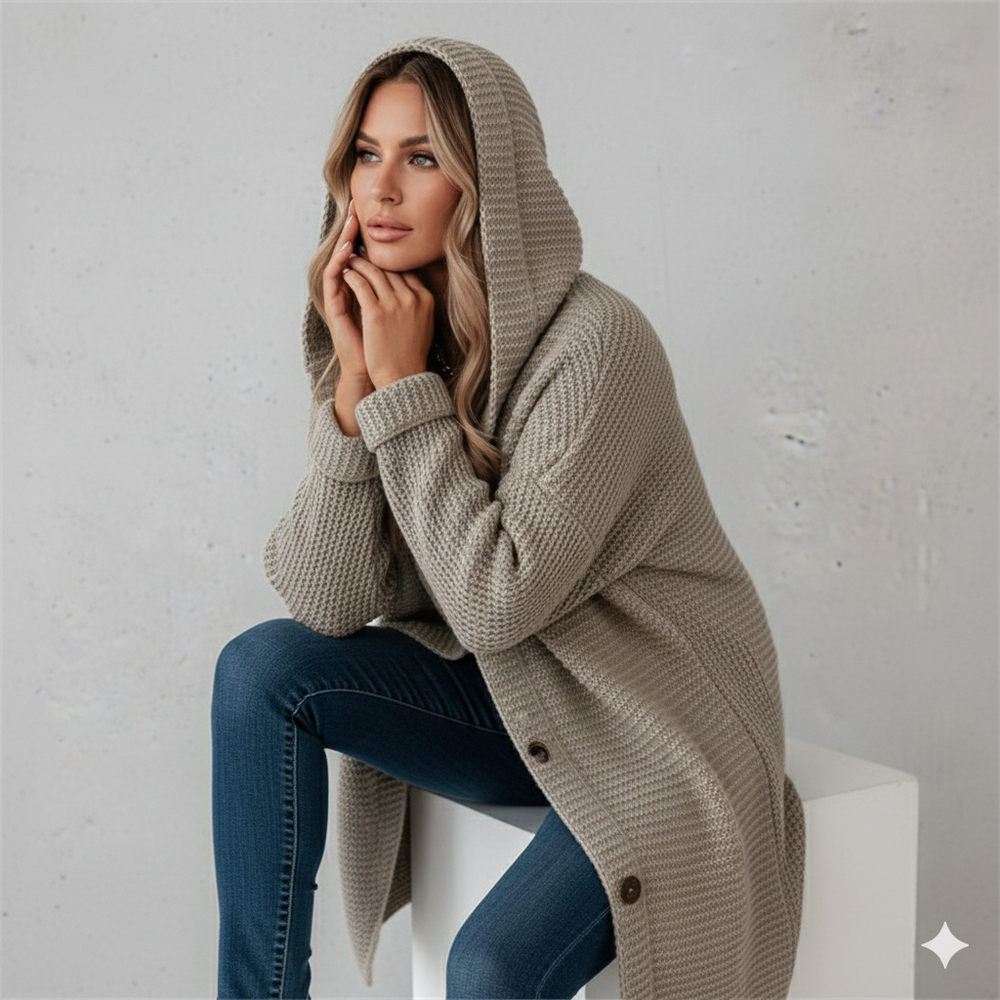 Damen Strickjacke mit Kapuze | Locker & Warm für Herbst Winter