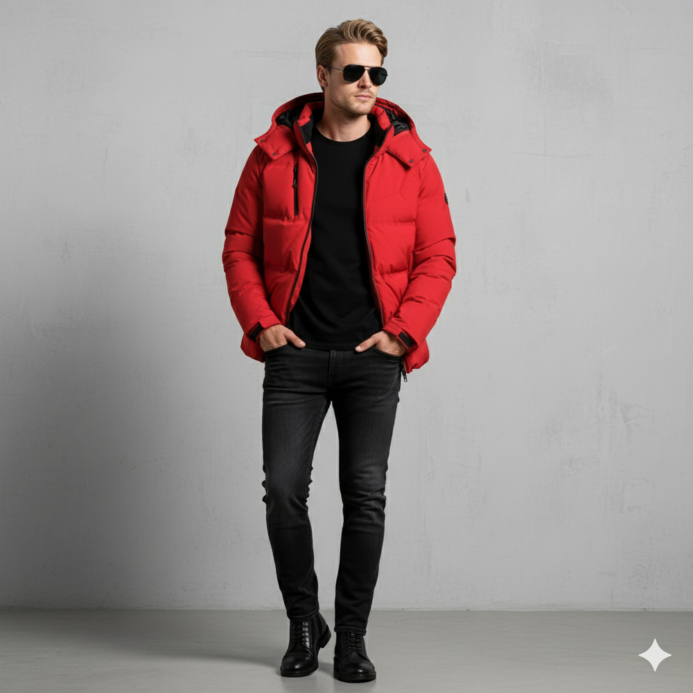 Warme Herren Daunenjacke mit Kapuze | Winter | Slim Fit