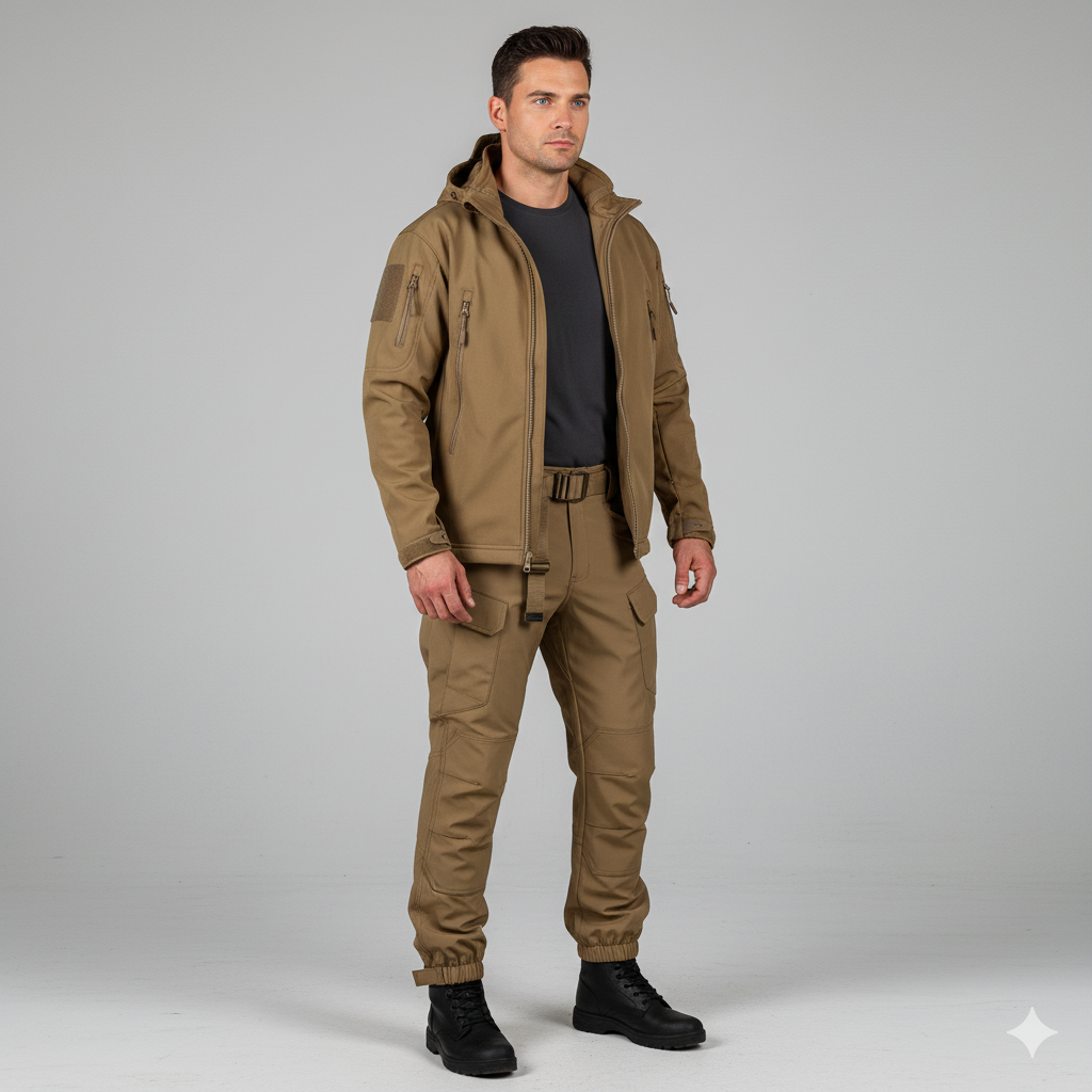 Herren Outdoor Taktikanzug mit Kapuze | Wasserabweisend & Winter