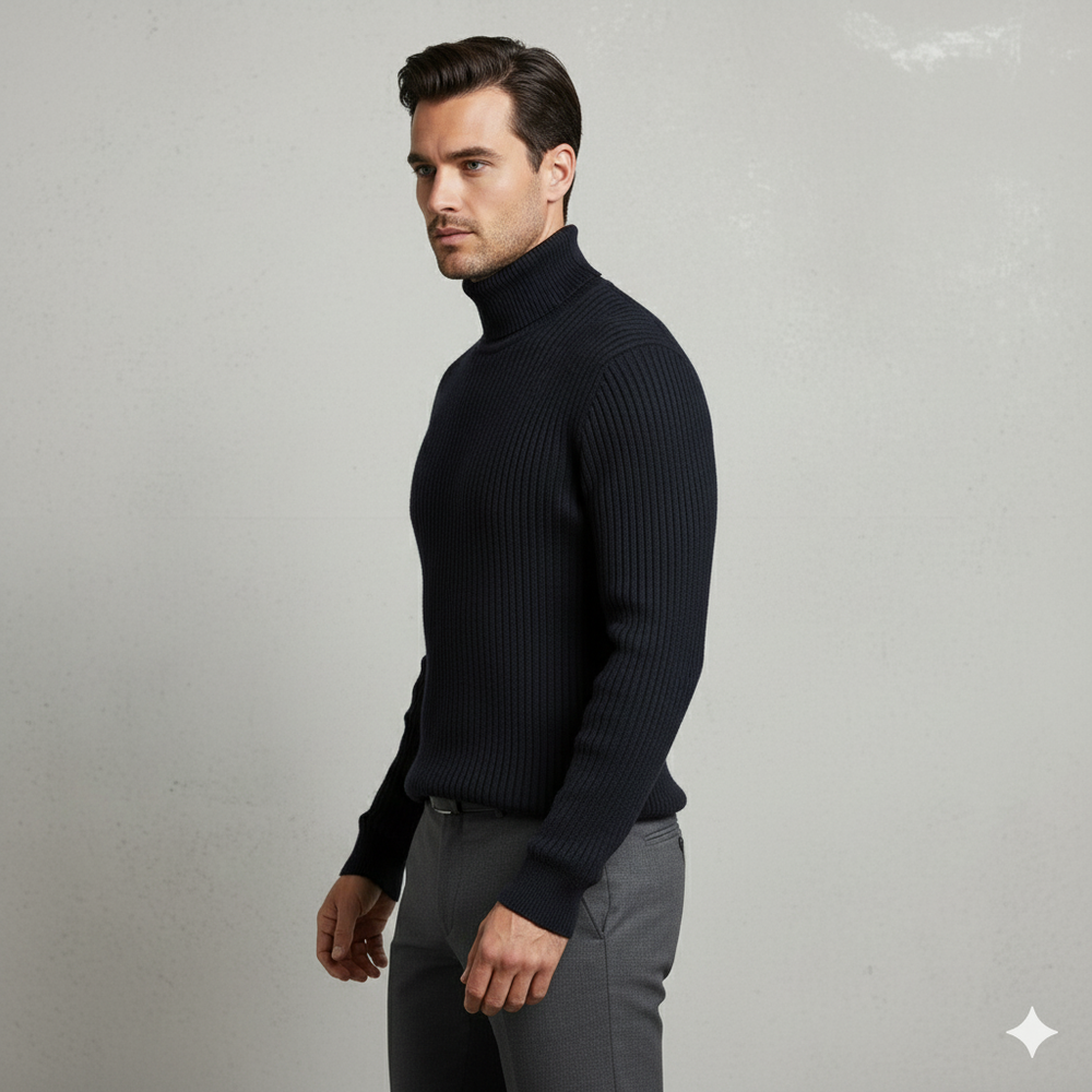 Herren Rollkragenpullover mit Strukturmuster