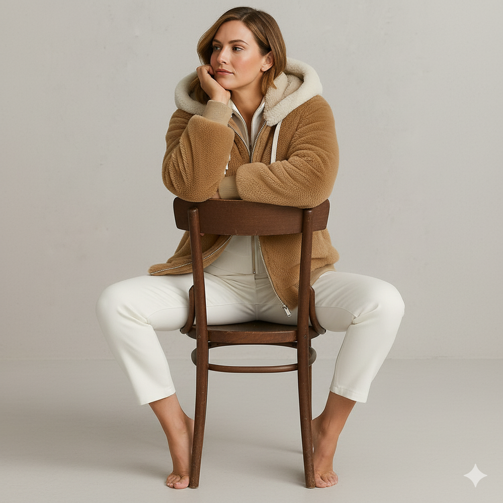 Kuschelige Damen Plüschjacke mit Kapuze und Reißverschluss | Winter