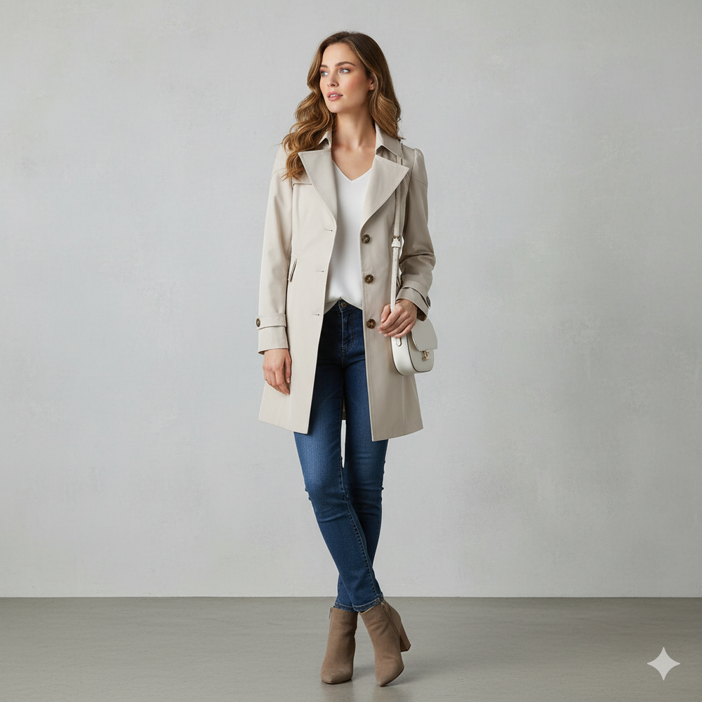 Damen Trenchcoat mit schmalem Schnitt | Mittellang & Elegant