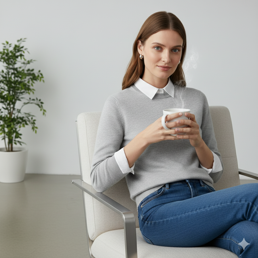 Kuscheliger Damen Strickpullover mit Rundhalsausschnitt | Winter | Elegant