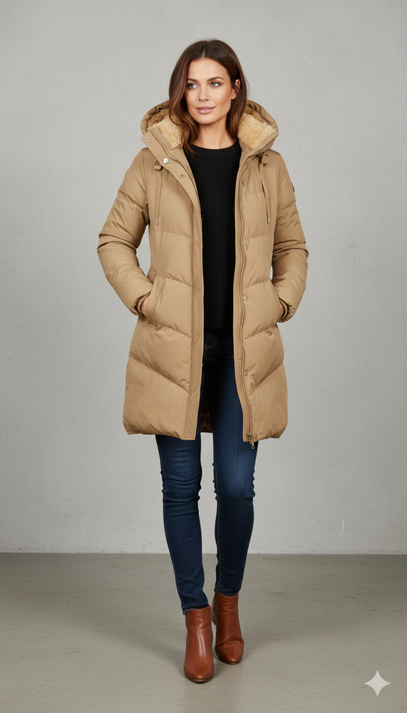 Damen Puffermantel mit Kapuze