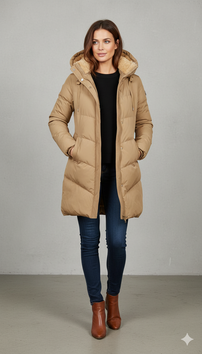 Damen Wintermantel mit Kapuze | Gefüttert & Warm | Lang