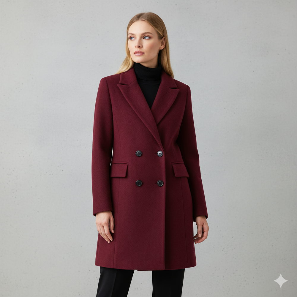 Damen Wollmantel mit Reverskragen | Doppelreihig & Klassisch | Winter