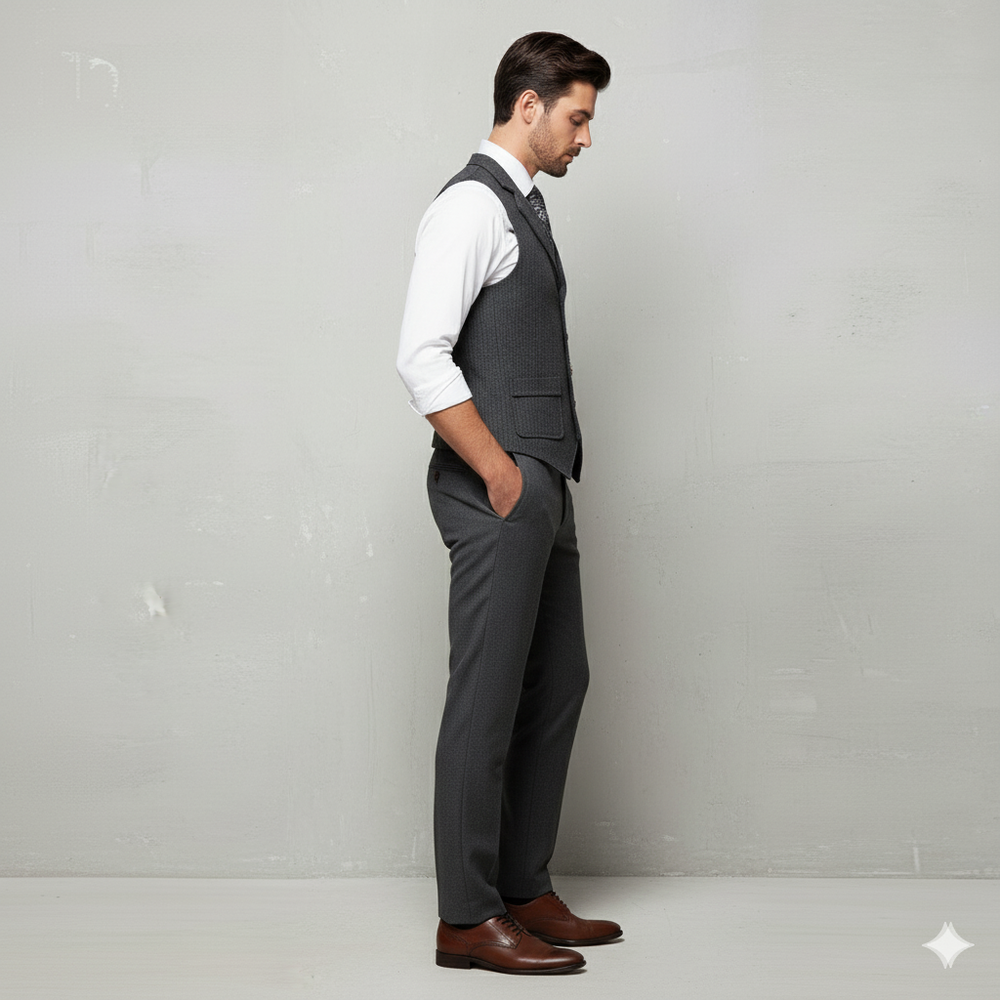 Herren Weste mit Fischgrätenmuster | Elegant & Modern | Herbst/Winter