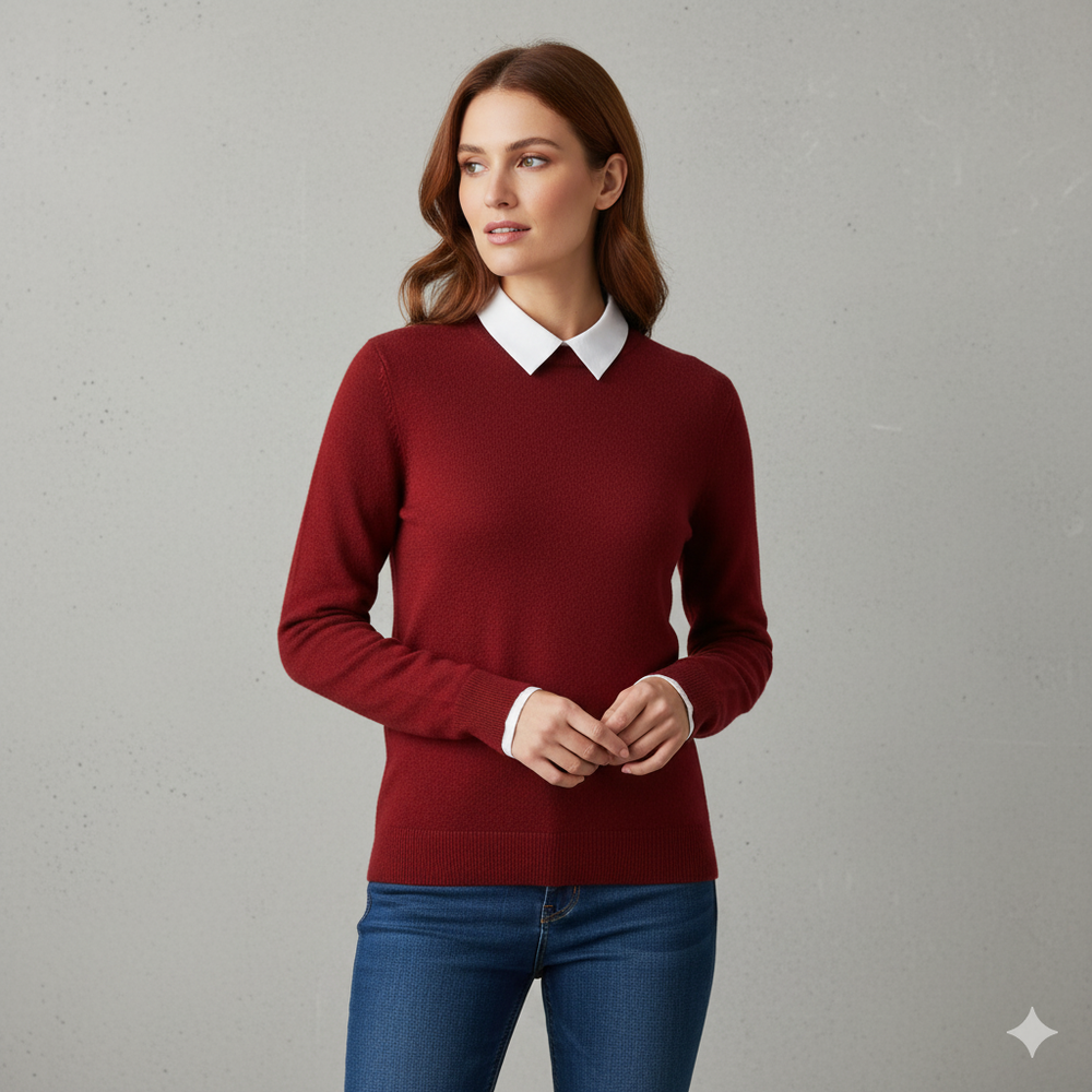 Kuscheliger Damen Strickpullover mit Rundhalsausschnitt | Winter | Elegant