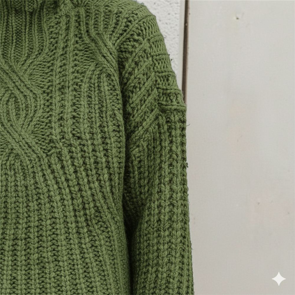 Damen Strickpullover mit Zopfmuster | Warm & Hochgeschlossen | Winter