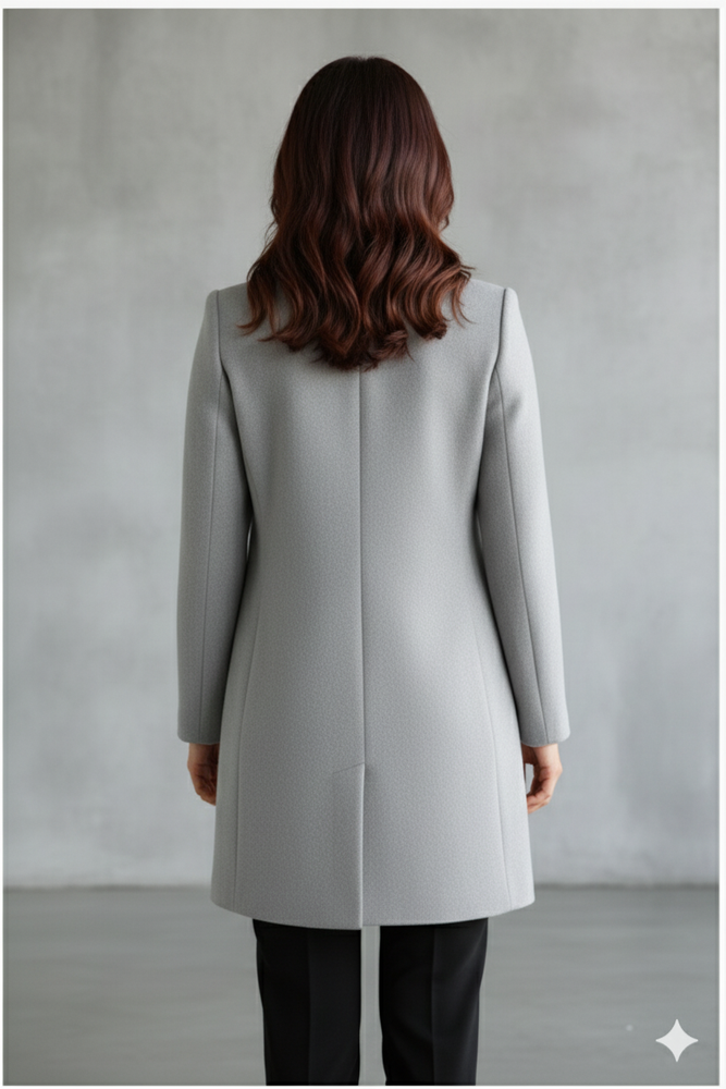 Damen Wollmantel mit Stehkragen | Schmaler Schnitt & Elegant | Herbst/Winter