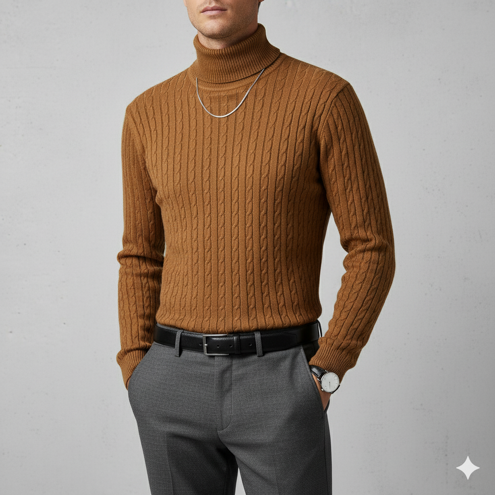 Feiner Herren Strickpullover mit Rollkragen