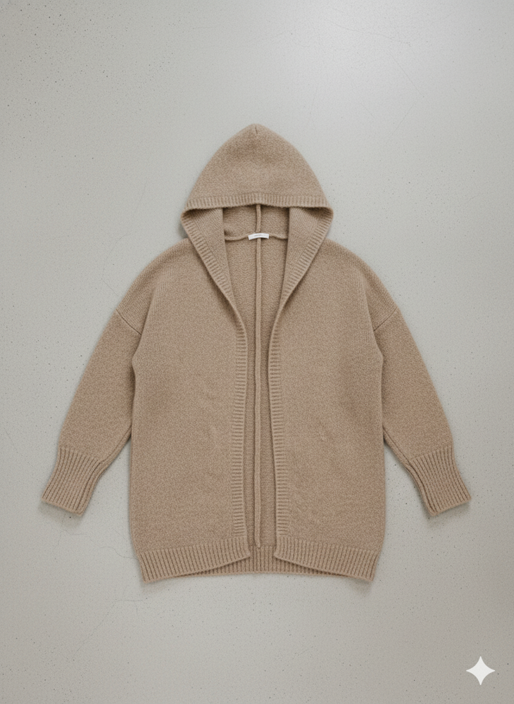 Langer Damen Strickjacke mit Kapuze | Herbst Winter