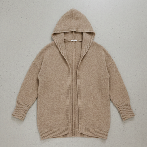 Langer Damen Strickjacke mit Kapuze | Herbst Winter