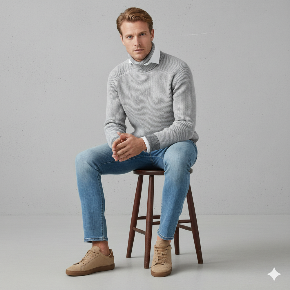 Herren Strickpullover mit Rollkragen | Warm & Elegant | Winter