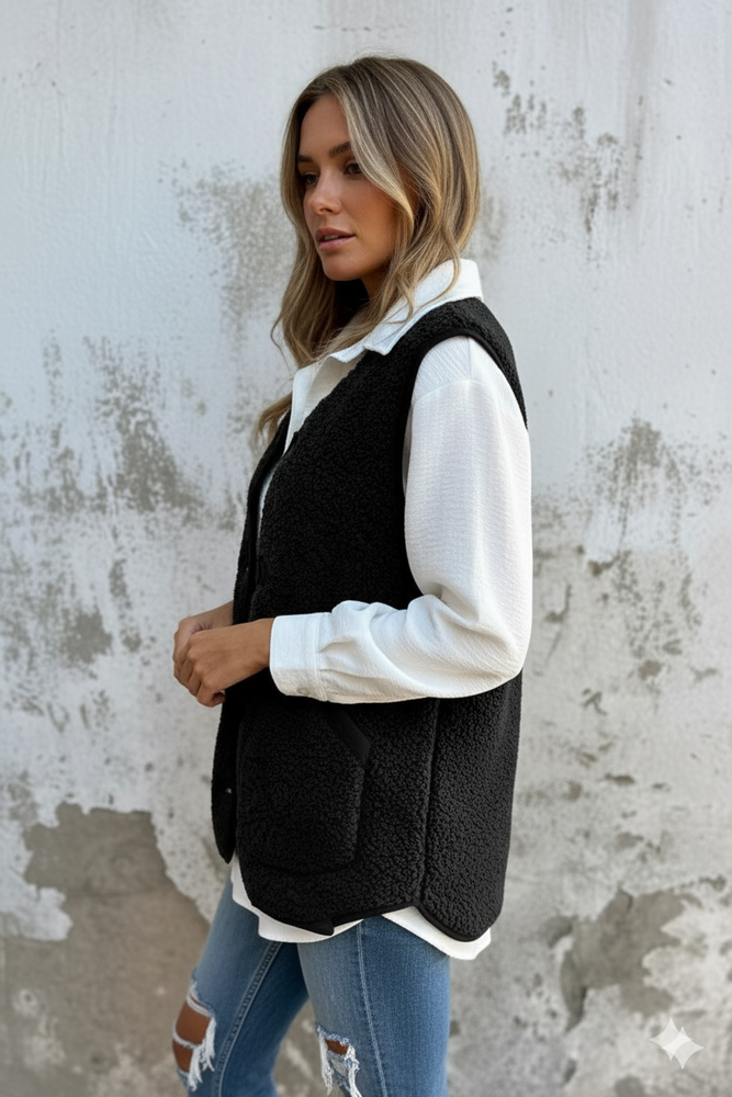 Kuschelige Damenweste mit Knöpfen | Warm für Herbst/Winter