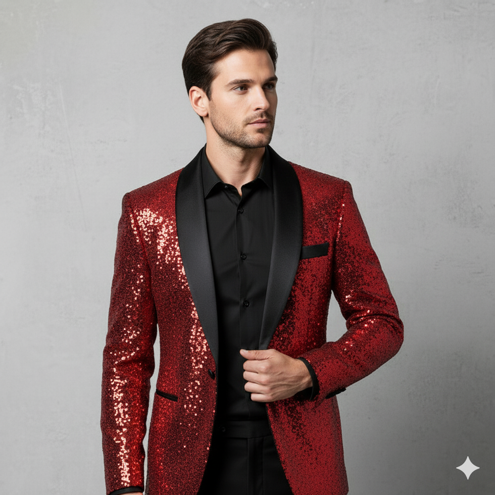 Herren Sakko mit Pailletten | Festlich & Elegant | Slim Fit