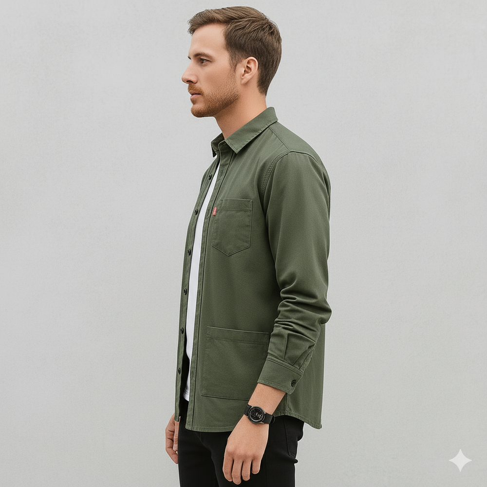 Herren Freizeithemd langarm | Modern mit Brusttasche