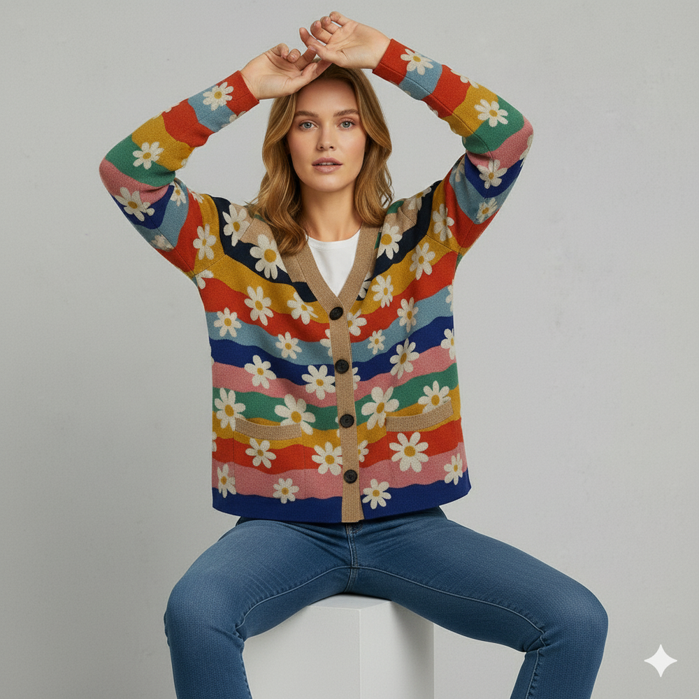 Damen Strickjacke mit abstraktem Print | Herbst/Winter | Stylisch