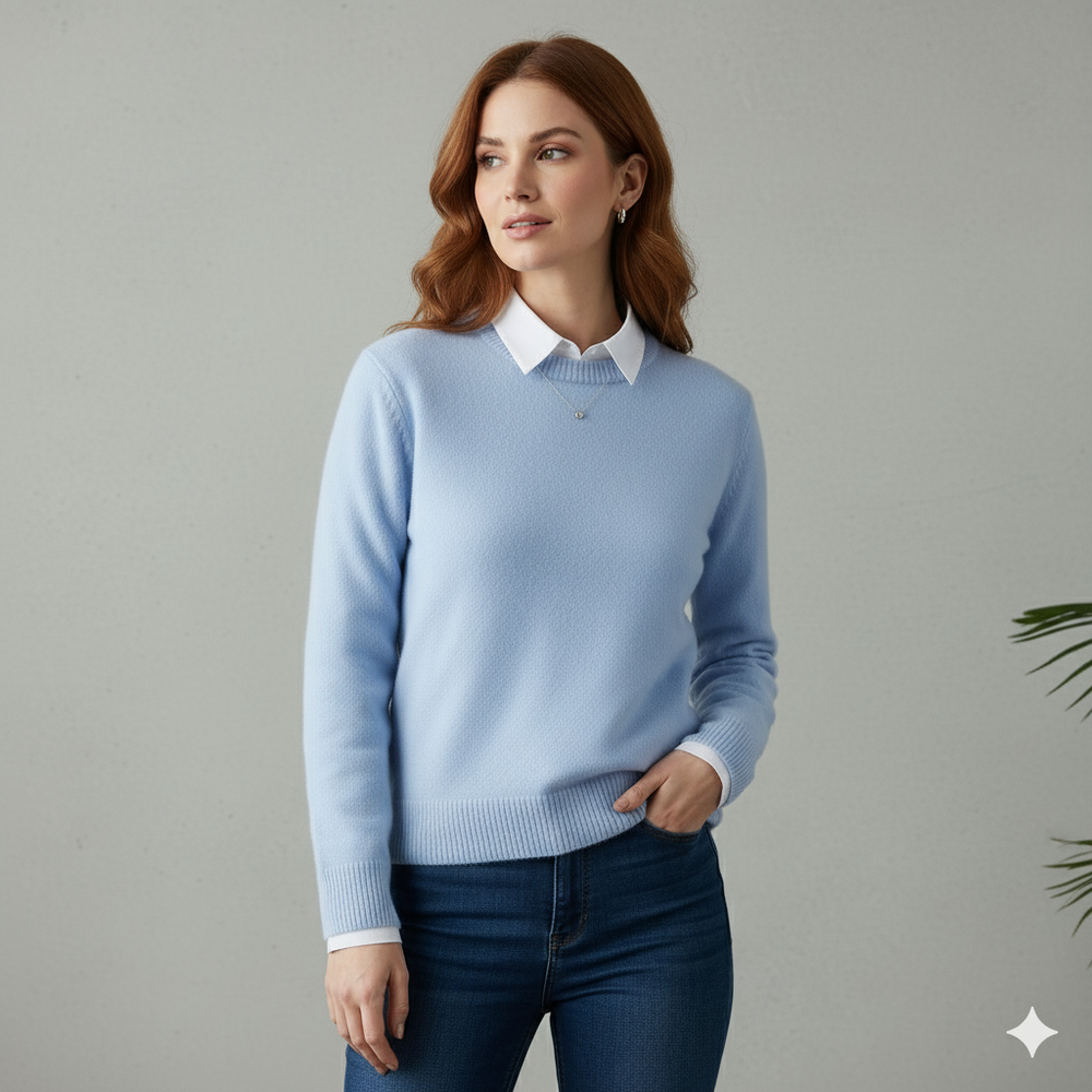 Kuscheliger Damen Strickpullover mit Rundhalsausschnitt | Winter | Elegant