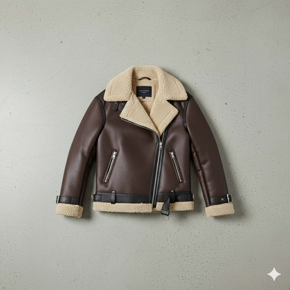 Damen Jacke mit Kunstfellkragen | Biker Style & Warm | Winter