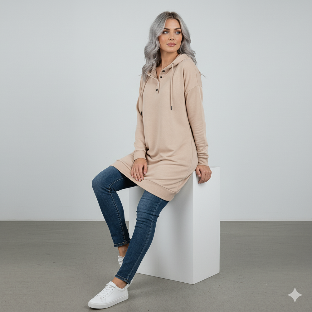 Lässiges Damen Hoodie mit Knopfleist